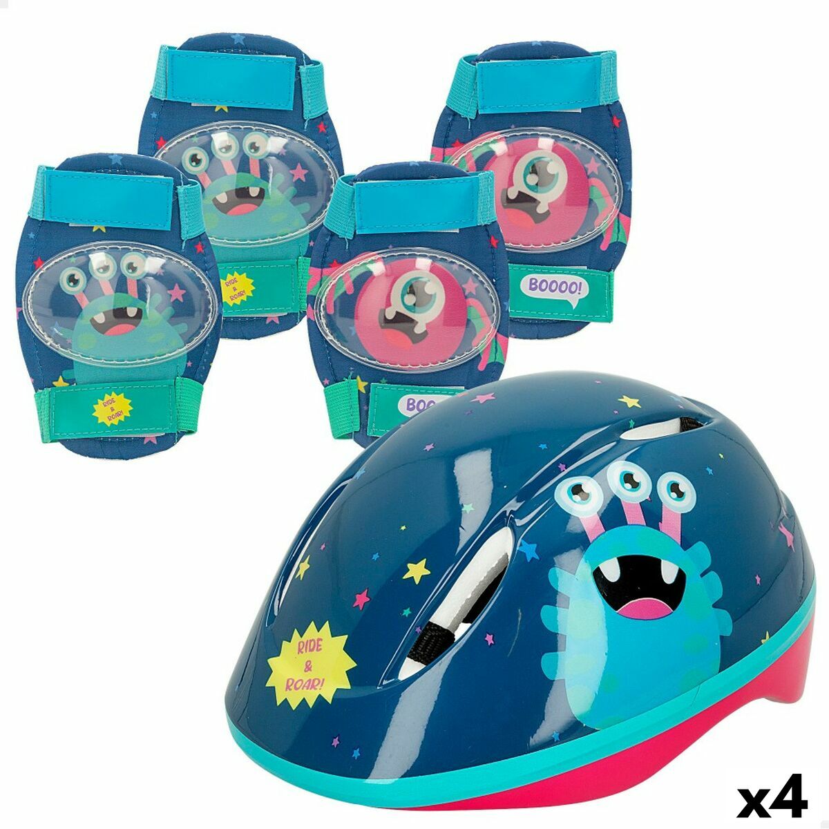 Colorbaby Set Van Helm En Kniebeschermers Colorbaby Monster (4 Stuks)