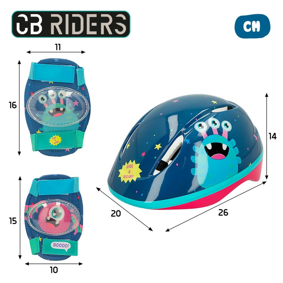 Colorbaby Set Van Helm En Kniebeschermers Colorbaby Monster (4 Stuks)